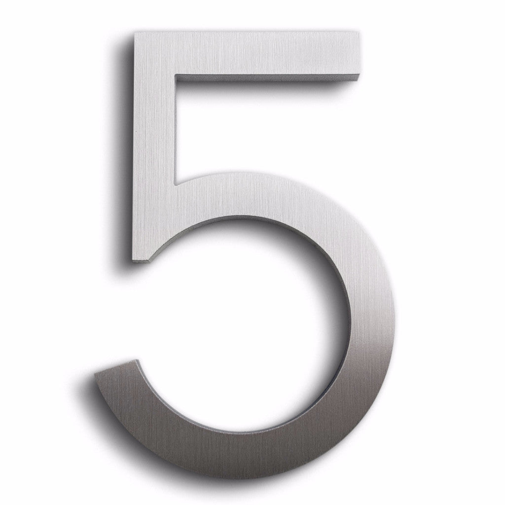 HOUSE NUMBERS MODERN FONT FIVE 5 ALUMINUM FLOATING