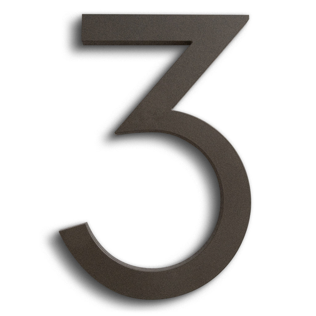 House Numbers Modern Font Three 3 Bronze