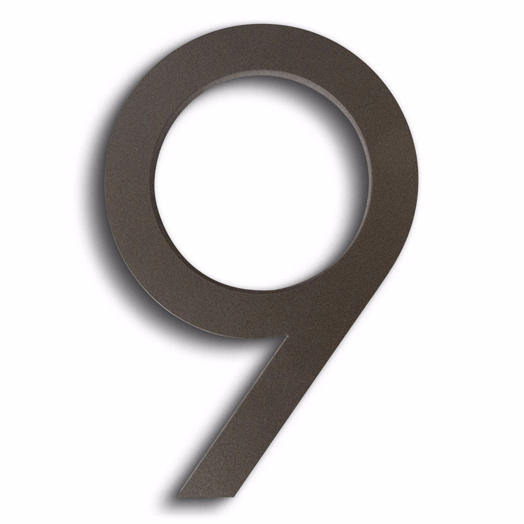 House Numbers Modern Font Nine 9 Bronze
