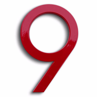 House Numbers Modern Font Nine 9 Red